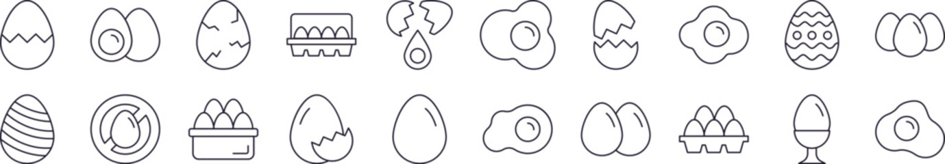 Eggs Related Image Collection. Editable Stroke. Perfect for Infographics, Articles, Books, Flyers, Banners