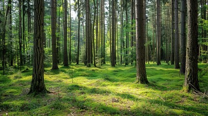 Fototapeta premium Simple Visual on Forest Background - a serene and enchanting sight. The simple yet captivating image stands out against the lush forest backdrop.