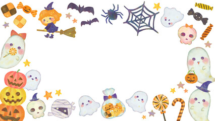 Fototapeta premium かわいいハロウィンのフレーム 枠