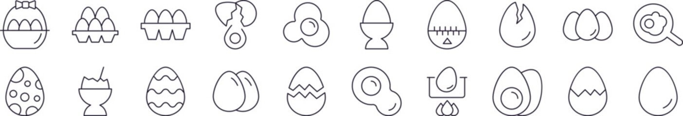 Collection of Images of Various Eggs Drawn with Thin Line for apps, web sites, banners, infographics and other types of design