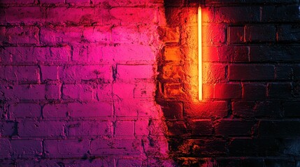 Glowing Neon Abstract Brick Wall in Vibrant Surreal Lighting