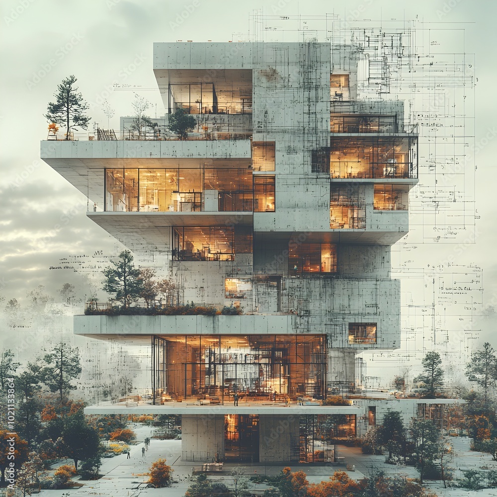 Poster cutting edge construction engineering project featuring a group of building engineers and architects