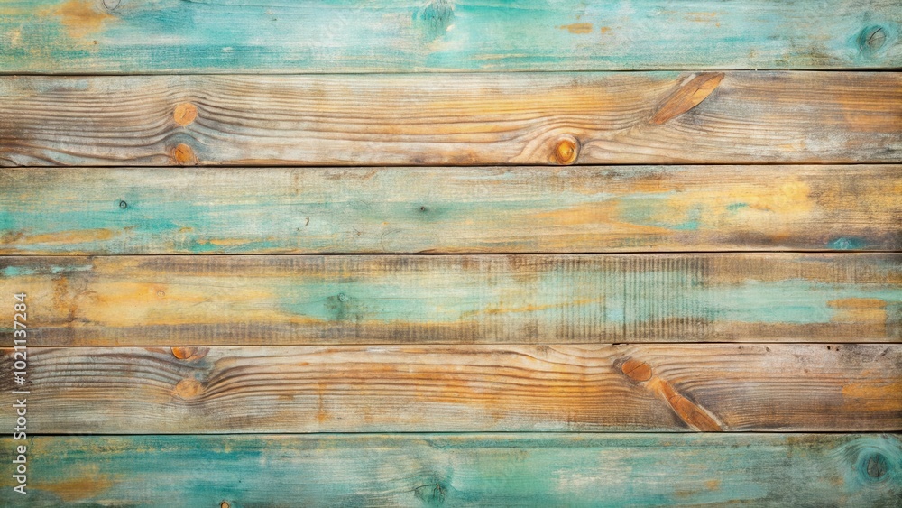 Poster rustic weathered wooden plank background with distressed paint and natural grain patterns