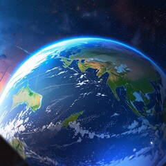 Fototapeta premium View of a planet from inside a futuristic spacecraft