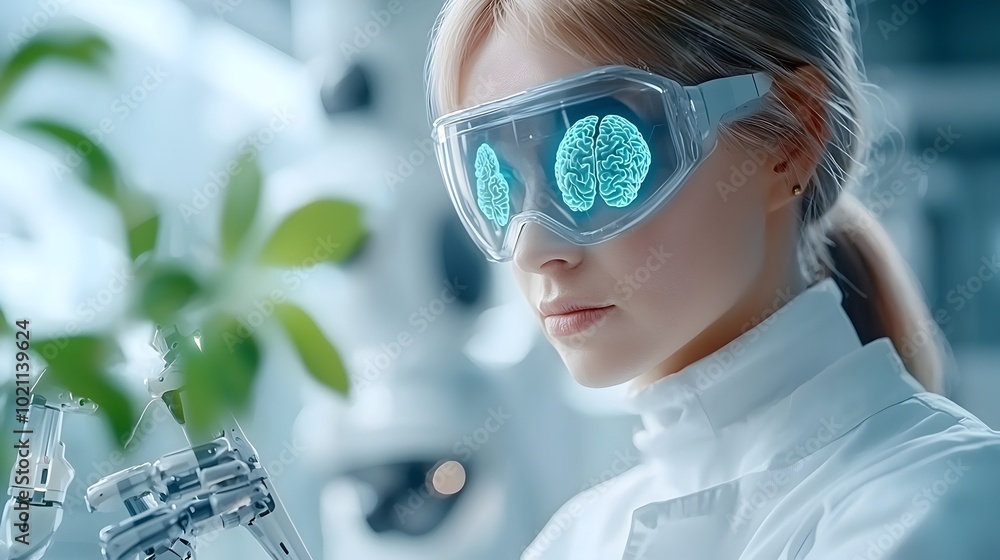 Poster Cutting edge human biology testing facility featuring a range of advanced diagnostic instruments holographic displays and robotic automation for clinical procedures  The space showcases a lit