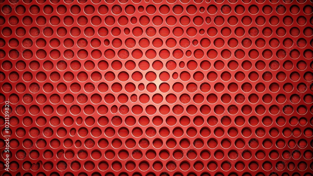 Poster red metallic surface with a circular grid pattern