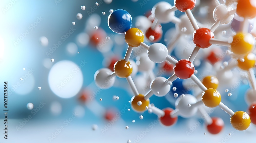 Poster Intricate Molecular Geometry An Abstract Digital Rendering Depicting the Fundamental Building Blocks of Matter and the Intricacies of Chemical Reactions with a Sleek and Futuristic Aesthetic