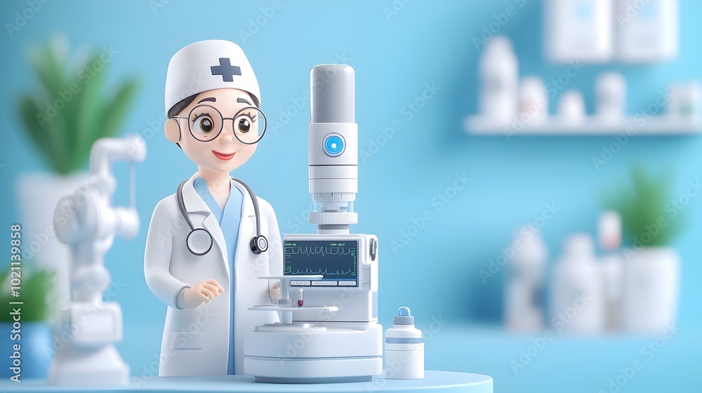 Poster sophisticated medical technology hub featuring complex imaging systems innovative drug development t
