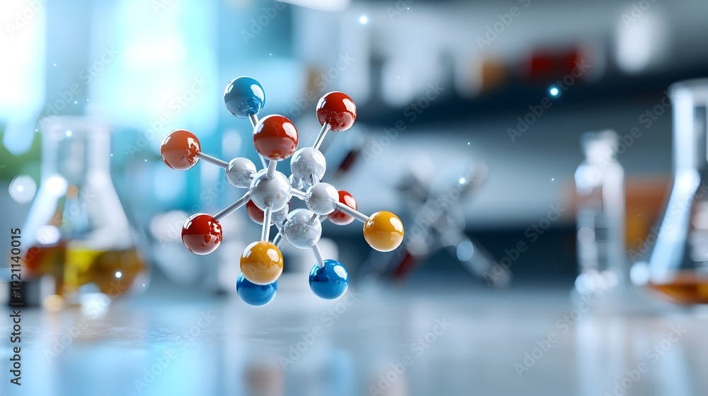 Poster detailed 3d model showcasing the complex network of atoms and chemical bonds within a molecule