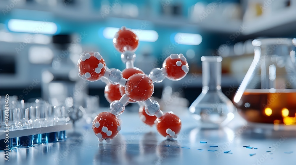 Poster detailed 3d visualization of a complex molecular structure showcasing the intricate chemical bonds a