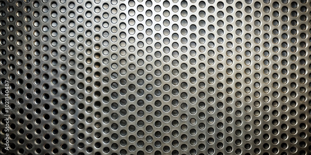 Poster a metallic surface with a repeating pattern of circular holes, offering a textured and industrial ae