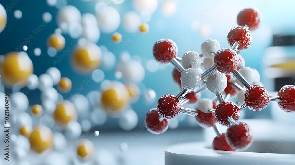 Poster intricate molecular structure a detailed 3d visualization showcasing the complexity of chemical bond