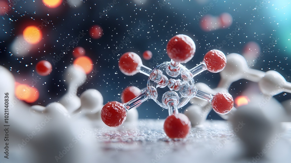 Fototapete Striking 3D of a captivating molecular model with intricate molecular structures showcasing the beauty of chemical compositions through a vibrant