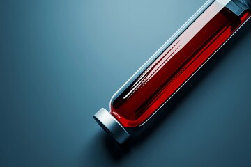 Test tube with blood sample for analysis in a lab setting, perfect for healthcare, diagnostics, and medical research illustrations.