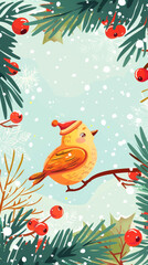 Christmas Tree Winter Wonderland: A Festive Vector Illustration with Snowflakes and Stars,Generated By Ai