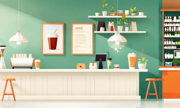 A vibrant coffee shop interior with patrons enjoying their drinks