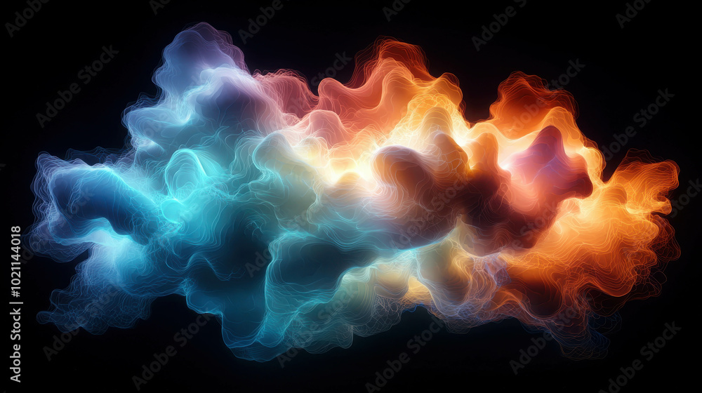 Canvas Prints glowing 3d cloud illustration with colorful swirls