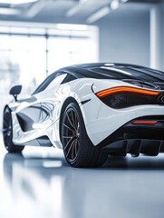 White Sports Car in Garage.