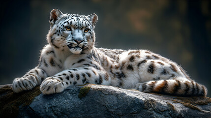 Snow Leopard on a Rock - Realistic Animal Illustration