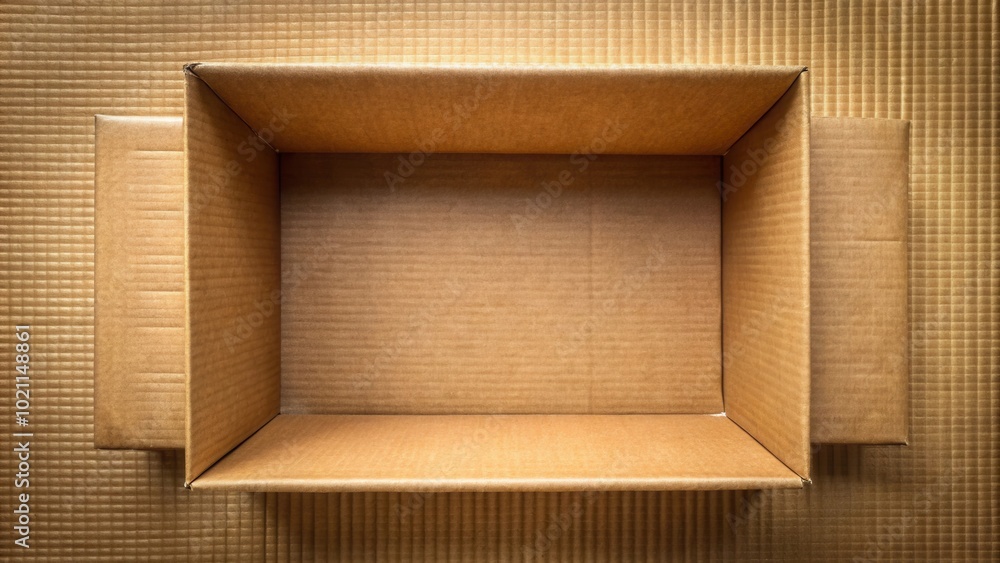 Aufkleber An Empty Cardboard Box with a Corrugated Texture and a Subtle Light Source Reflecting Off the Interior