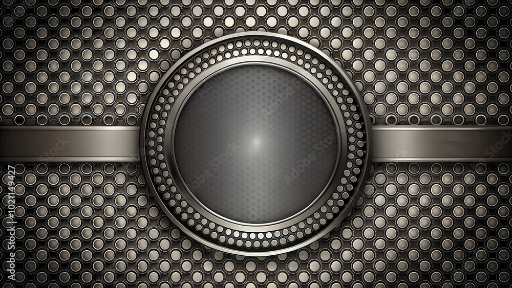 Fototapete elegant metal design with circular pattern and centered circle