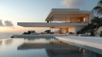 Fototapeta premium Luxury Modern House Design with pool 