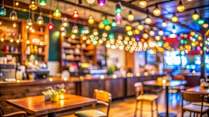 Warm Lights and Blurred Tables in a Cozy Cafe