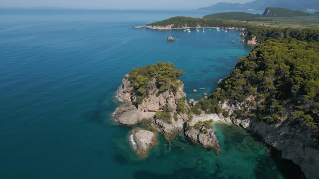 Beautiful aerial view of Alonaki Fanariou beach in Greece