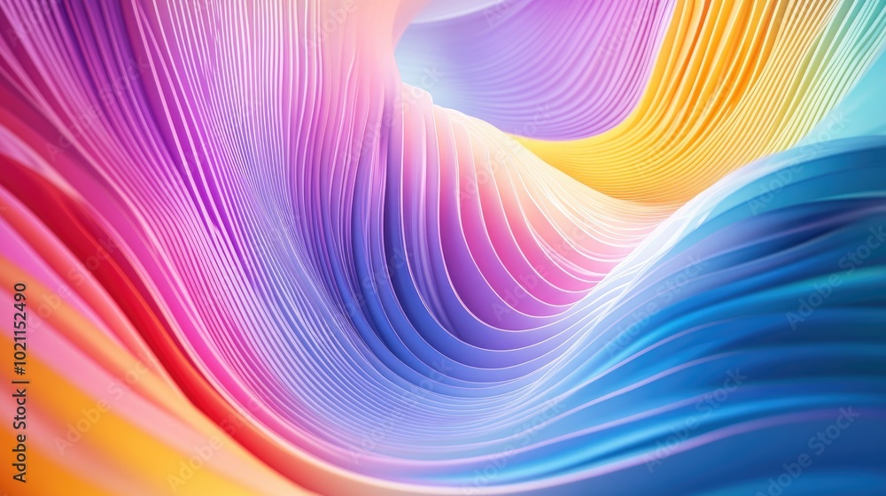 Aufkleber a vibrant abstract composition featuring flowing waves of pastel colors creating a calming visual ex