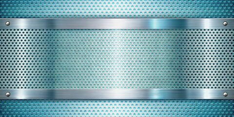 Metallic Blue Perforated Surface with Brushed Steel Band