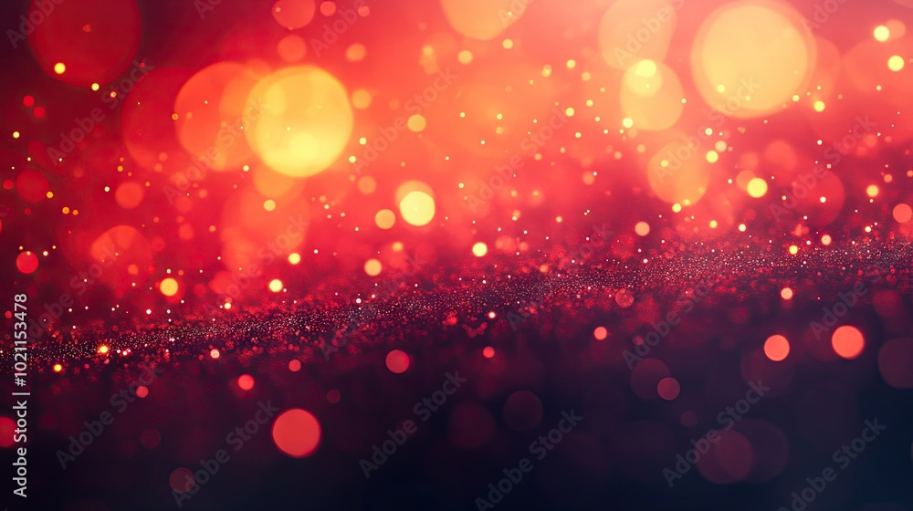 Aufkleber a vibrant background of shimmering red and gold bokeh lights, creating a festive and warm atmosphere