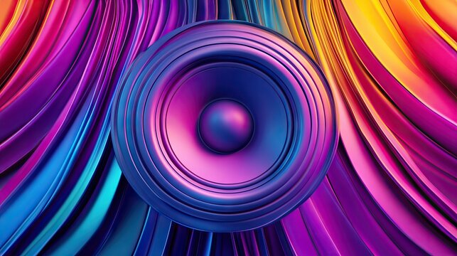 A vibrant and abstract representation of a speaker surrounded by colorful waves, evoking a sense of rhythm and energy.