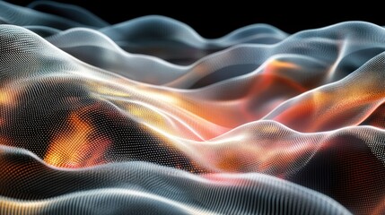 Obraz premium Abstract digital landscape with flowing waves of light and color, creating a captivating visual experience.