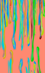 colorful abstract paint melting on orange background