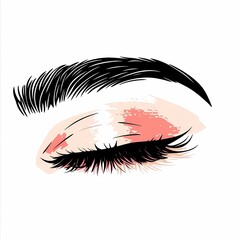 A stylized illustration of a closed eye with makeup, showcasing beauty and artistry.