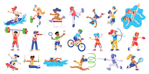 Vector Sport Games Cartoon Olympic Set Illustration Isolated