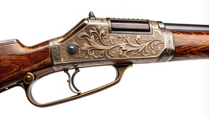 Ornate Engraved Shotgun with Intricate Floral Design and Polished Wood Stock