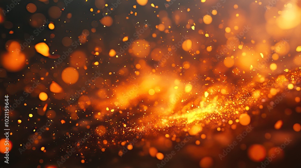 Aufkleber a mesmerizing display of glowing orange sparks and particles floating in a darkened atmosphere, crea