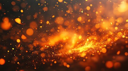 Obraz premium A mesmerizing display of glowing orange sparks and particles floating in a darkened atmosphere, creating a warm, dynamic ambiance.