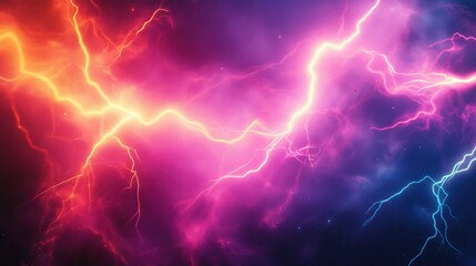 Abstract image showcasing vibrant pink and orange lightning bolts against a dark background, evoking a sense of power and energy.