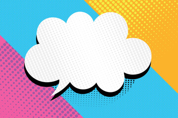 Retro pop art style banner with comic speech bubble cloud. Pop art background. Vector illustration