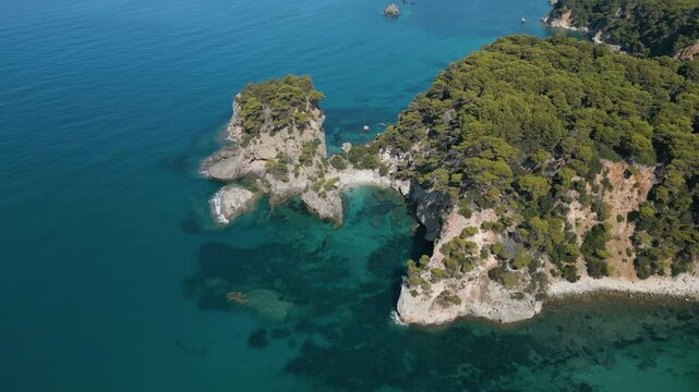 Beautiful aerial view of Alonaki Fanariou beach in Greece