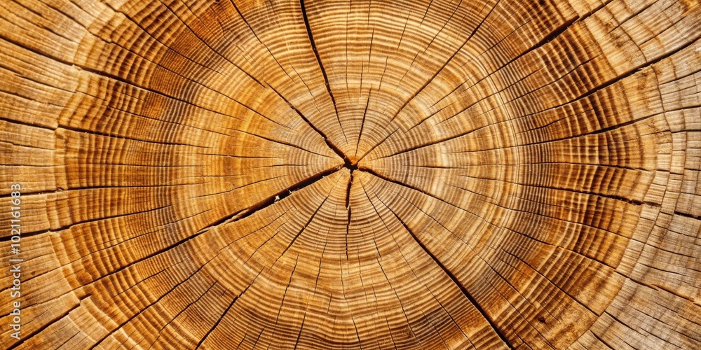 Poster a close-up view of the detailed texture of a tree trunk's cross-section, revealing the intricate pat