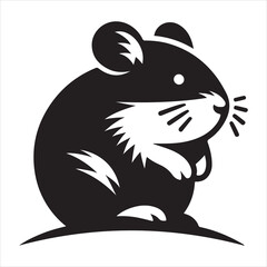 Gerbil black silhouette with transparent background