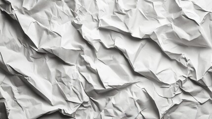 Obraz premium Crumpled white paper texture with shadows creating depth and dimension.
