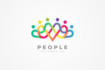 People logo design, Community human Logo with gradient color, people logo design template element, vector illustration