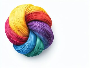 Colorful yarn ball set on clear background.