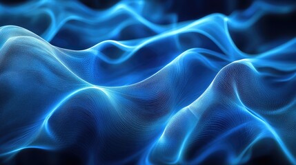 Obraz premium Abstract blue waves creating a fluid and dynamic visual effect.