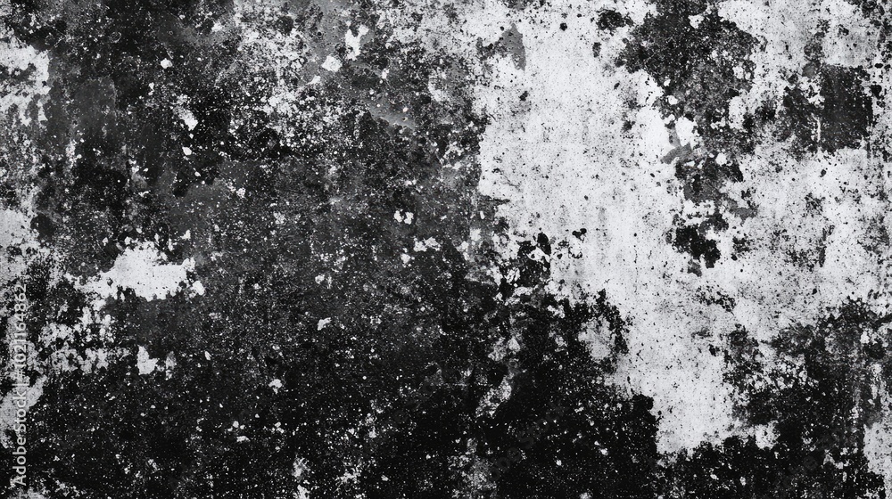 Poster a textured black and white abstract background showcasing a mix of dark and light patterns.