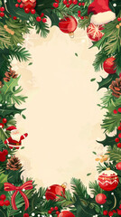 Christmas winter landscape with fir trees, snow, and snowflakes, perfect for holiday cards,Generated By Ai